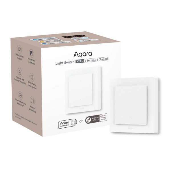 Aqara Smart Wall Switch H2 EU | 2 Buttons | 1 Channel